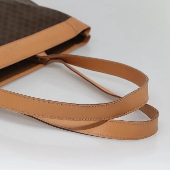 CELINE Macadam Canvas Tote Bag PVC Leather Brown Gold Auth mr1098 - Picture 8 of 16